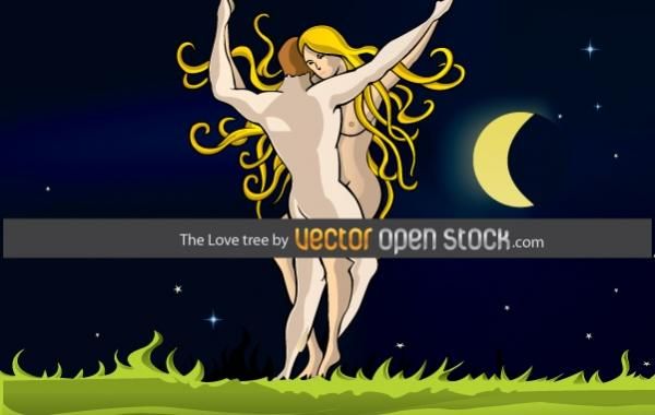 Pareja desnuda abrazo en la noche Pareja desnuda abrazo en la noche