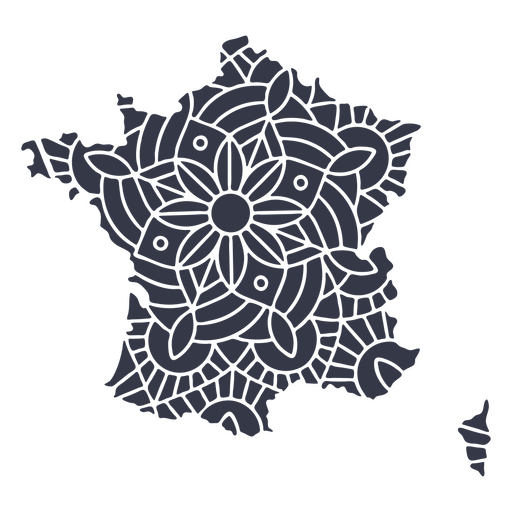 Mandala da silhueta do mapa da França cortada Desenho PNG