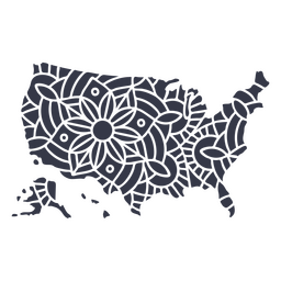 Mandala de silhueta de mapa dos EUA cortada