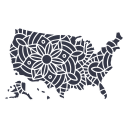 USA map silhouette mandala cut out PNG Design