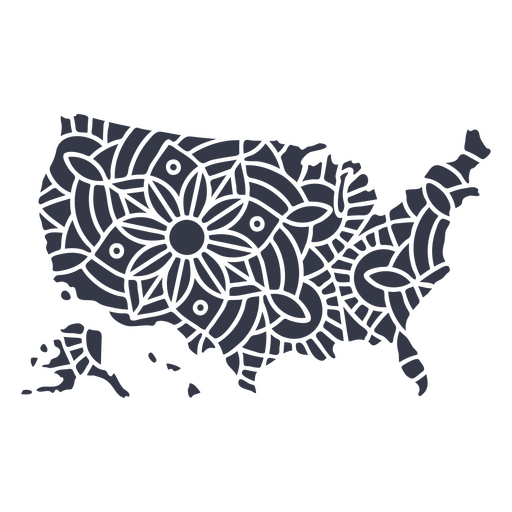 Estados Unidos mapa silueta mandala recortada Diseño PNG