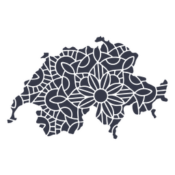 Switzerland map silhouette mandala cut out