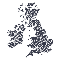 Reino Unido mapa silueta mandala recortada Transparent PNG