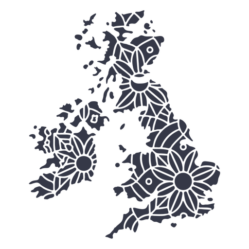 Vereinigtes Königreich Karte Silhouette Mandala ausgeschnitten PNG-Design