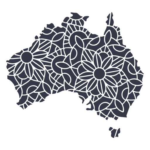 Australia mapa silueta mandala recortada