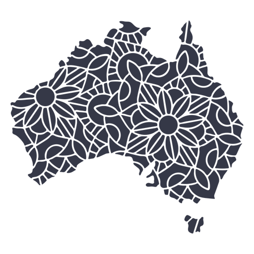 Mandala da silhueta do mapa da Austrália cortada Desenho PNG