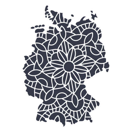 Mandala da silhueta do mapa da Alemanha cortada