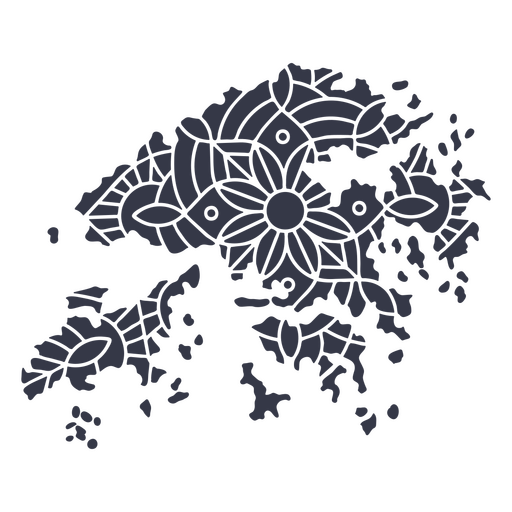 Mandala da silhueta do mapa de Hong Kong cortada Desenho PNG