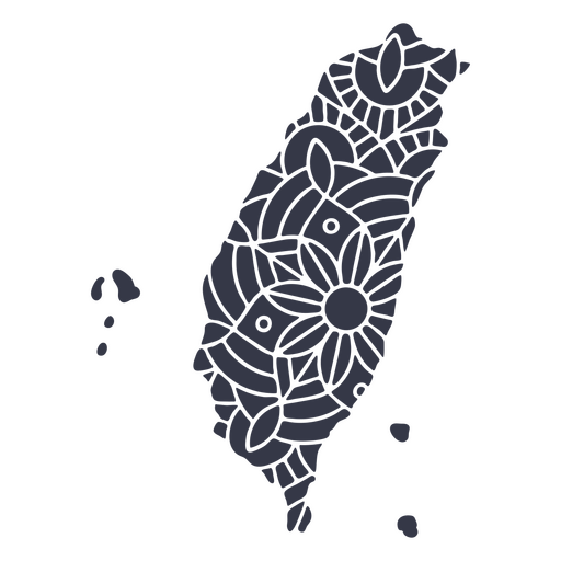 Mandala de silhueta de mapa de Taiwan cortada Desenho PNG