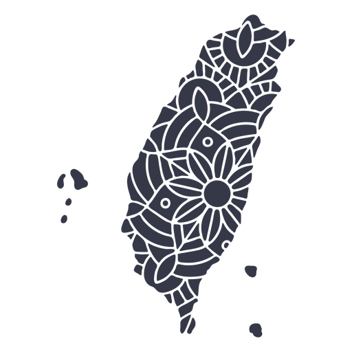 Taiwán mapa silueta mandala recortada Diseño PNG