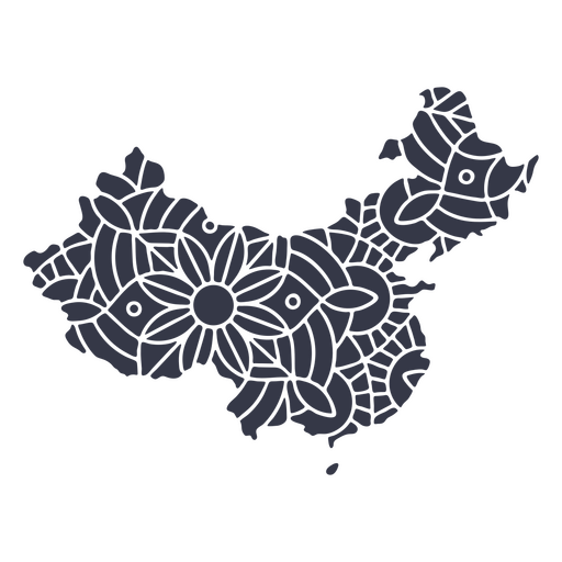 China map silhouette mandala cut out