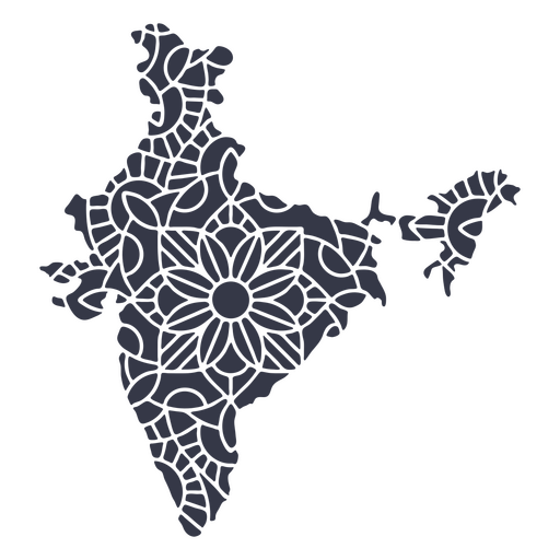 India mapa silueta mandala recortada Diseño PNG