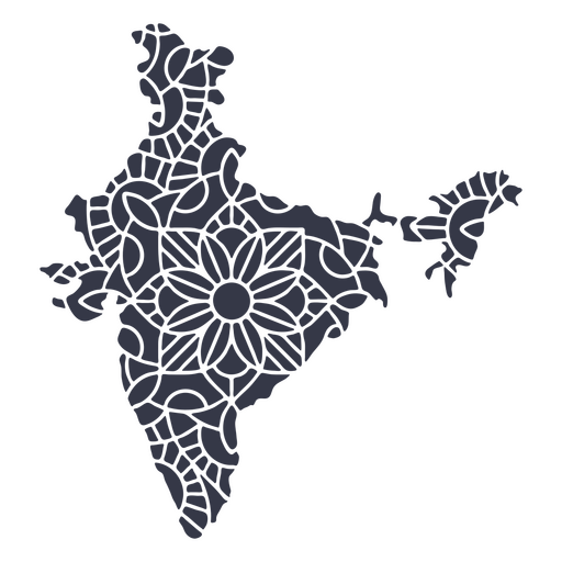 Mandala da silhueta do mapa da Índia cortada Desenho PNG