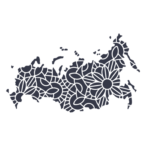 Rusia mapa silueta mandala recortada