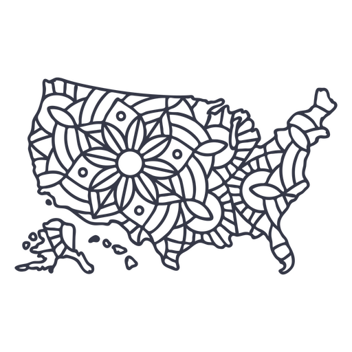 USA-Karte Silhouette Mandala Strich PNG-Design