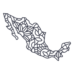 México mapa silueta mandala trazo