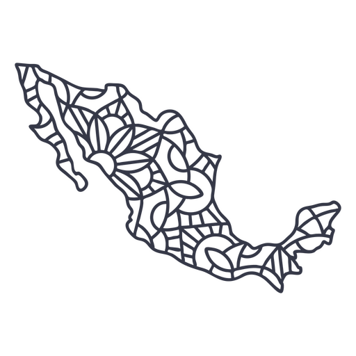 Mexico map  silhouette mandala stroke PNG Design
