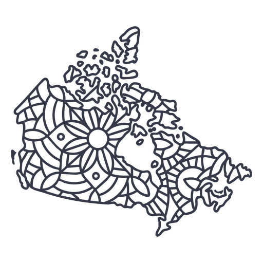 Canada map silhouette mandala stroke
