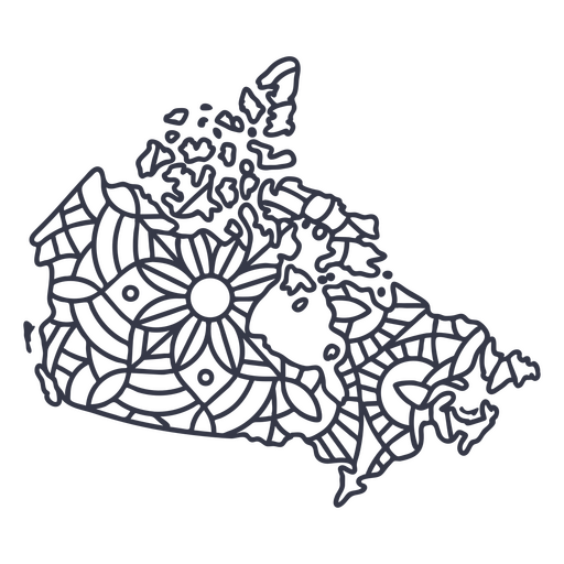 Traço de mandala de silhueta de mapa do Canadá Desenho PNG