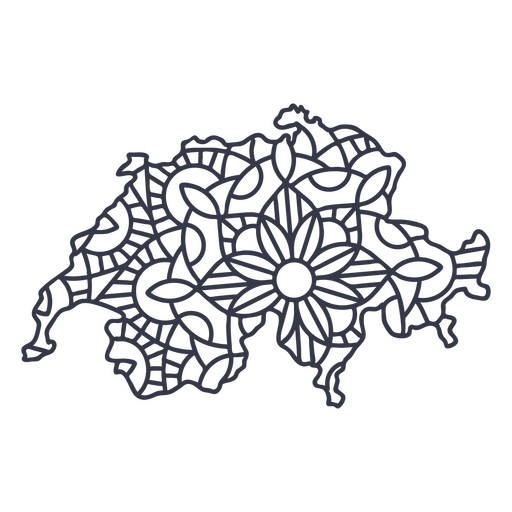 Curso de mandala de silhueta de mapa da Suíça Desenho PNG