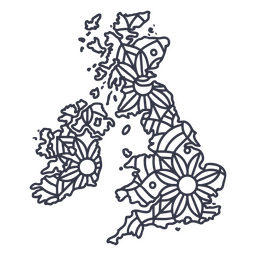 Vereinigtes Königreich Karte Silhouette Mandala Strich PNG-Design