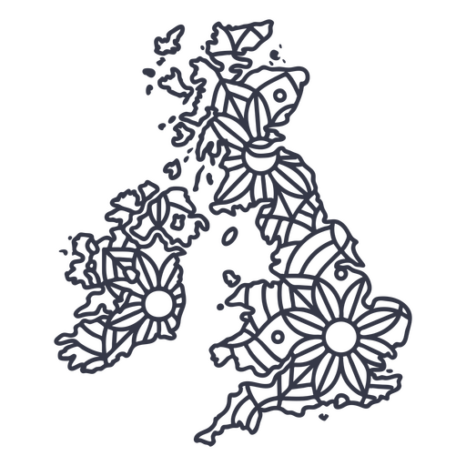 United kingdom map silhouette mandala stroke PNG Design