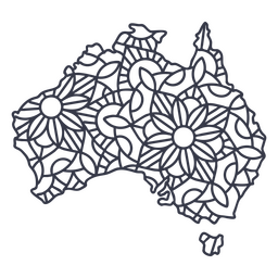 Australia map silhouette mandala stroke PNG Design