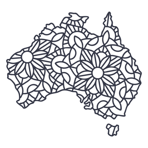 Australia map silhouette mandala stroke