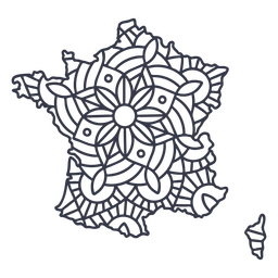 Curso de mandala de silhueta de mapa de França