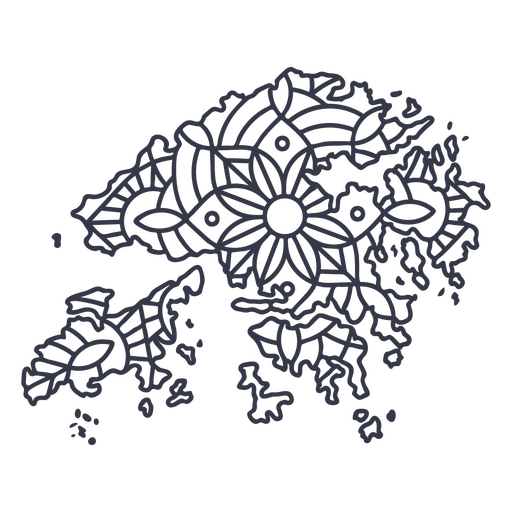 Hong Kong map silhouette mandala stroke PNG Design