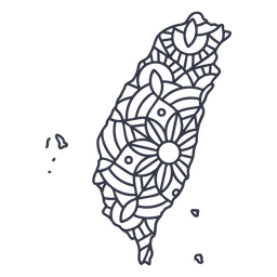 Taiwan map silhouette mandala stroke PNG Design