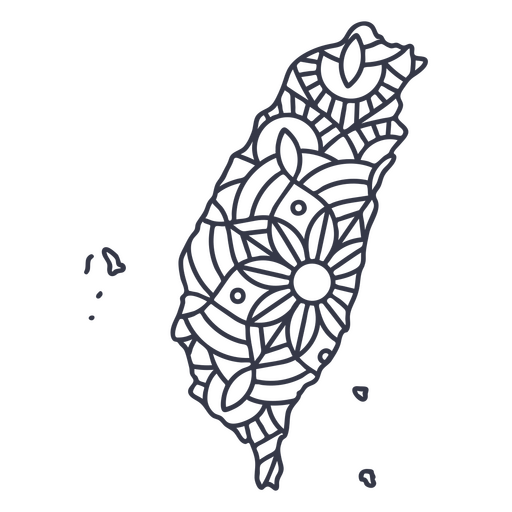 Taiwan map silhouette mandala stroke