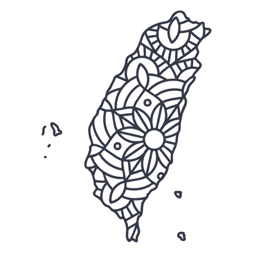 Taiwán mapa silueta mandala trazo Diseño PNG