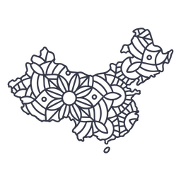 Curso de mandala de silhueta de mapa da China
