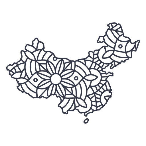 China mapa silueta mandala trazo