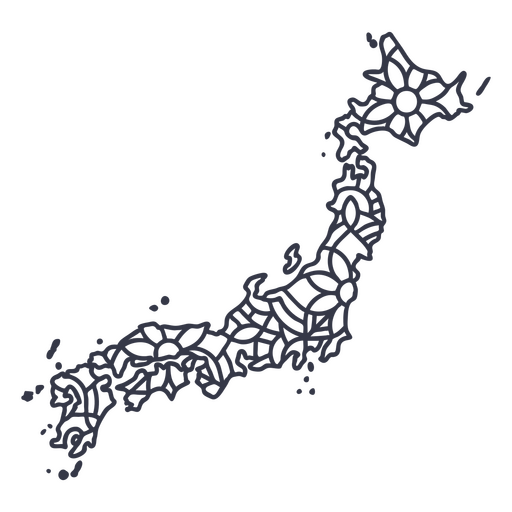 Curso de mandala de silhueta de mapa do Japão Desenho PNG