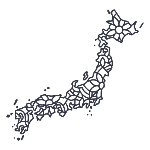 Japan map silhouette mandala stroke