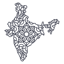 India map silhouette mandala stroke PNG Design Transparent PNG