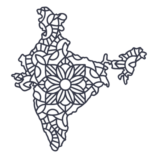 India mapa silueta mandala trazo