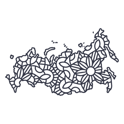 Russia map silhouette mandala stroke