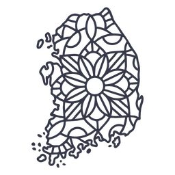 Corea del sur mapa silueta mandala trazo Diseño PNG