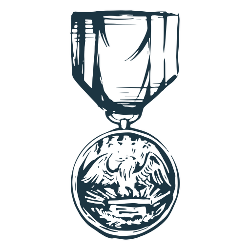 Medalla de guerra del d?a de los veteranos dibujada a mano. Diseño PNG