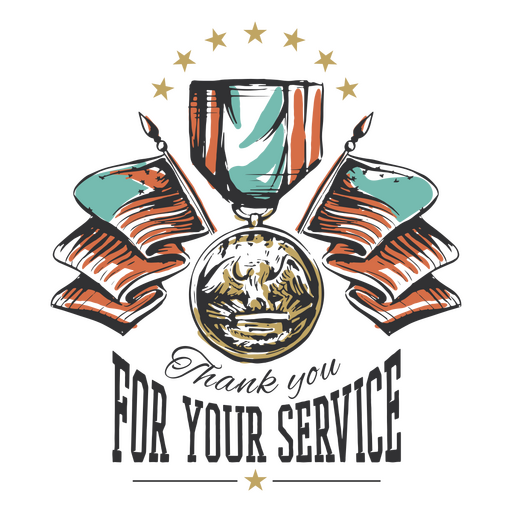 Elemento de la insignia de la medalla del día de los veteranos. Diseño PNG