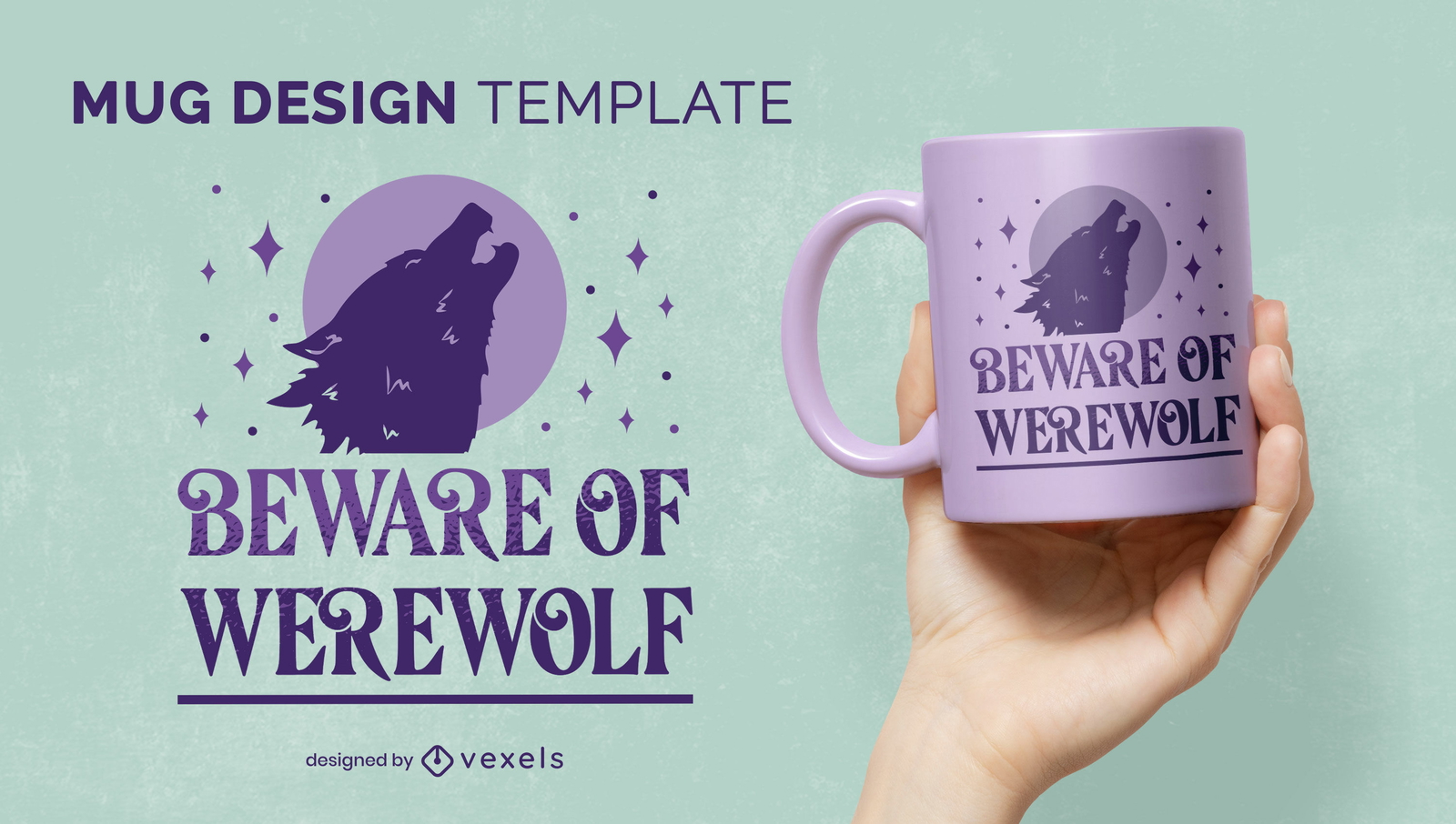 Werewolf howling to the moon mug design