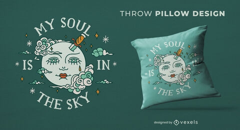 Face in the moon throw pillow design