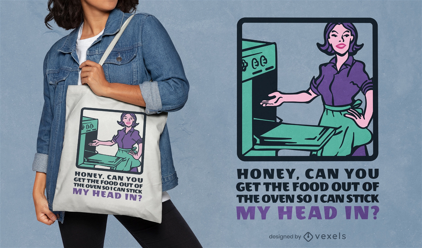 60s housewife funny tote bag design