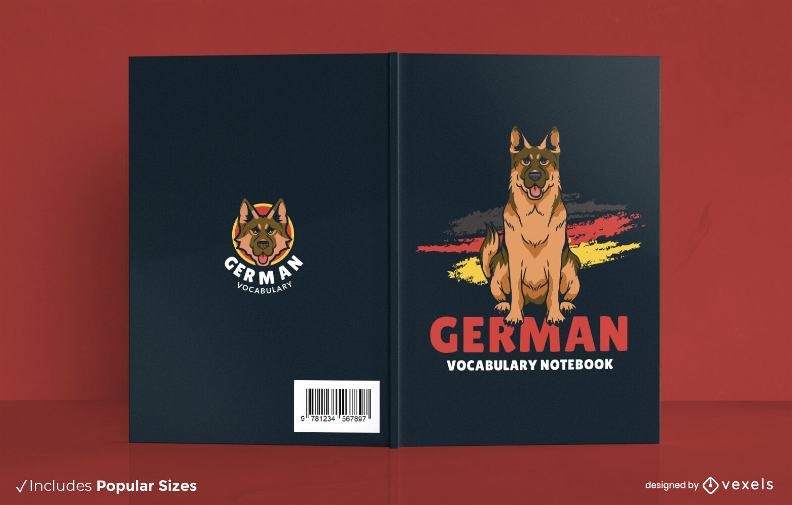 Buchcover-Design für deutsches Vokabular-Notizbuch