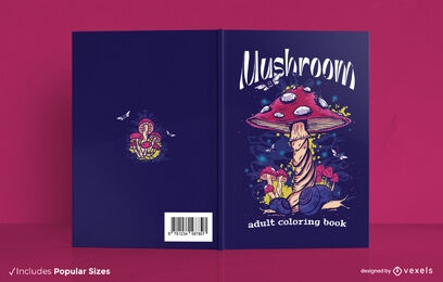 Gran diseño de portada de libro para colorear de hongos