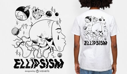 Design abstrato de t-shirt psd com elipsismo