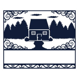 Cabin in field label cut out PNG Design